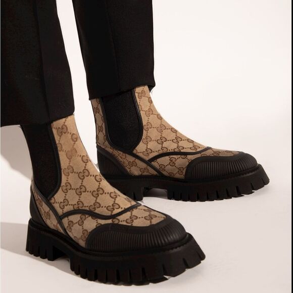 Gucci Men's Novo GG Canvas Chelsea Boots size 8/us size 9 - Picture 2 of 14